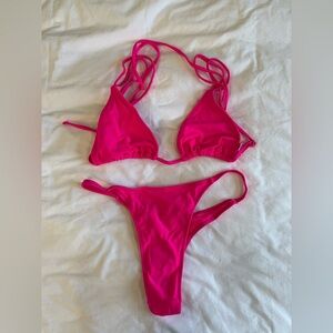 Neon Pink Two Piece Swimsuit - Bikini Set